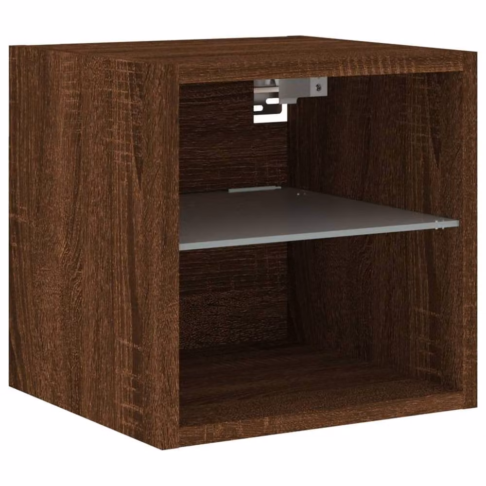 Berkfield Home Set of 2 Modern TV Wall Cabinets with LED Lights in Brown Oak, W/D/H: 30 x 28.5 x 30 cm – 5