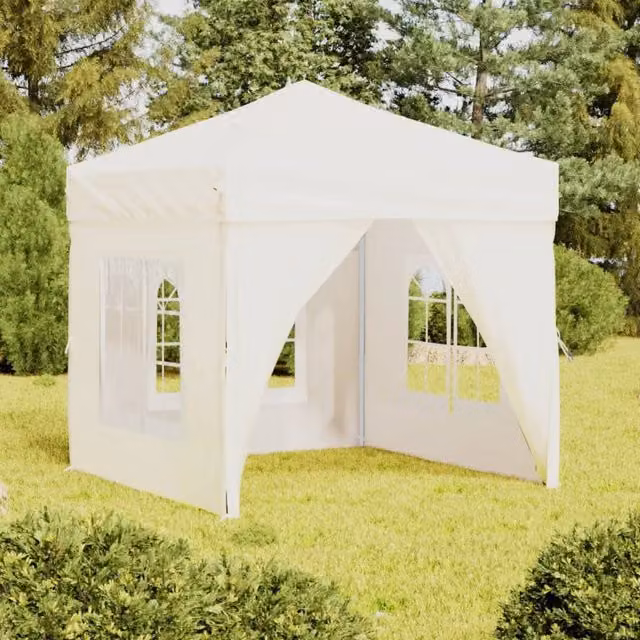 Berkfield Home Folding Party Tent with Sidewalls and Windows, Beige, W: 2 m x D: 2 m