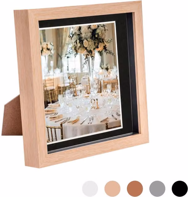 Nicola Spring 3D Box Photo Frame, Black, W/H: 20.32 x 20.32 cm