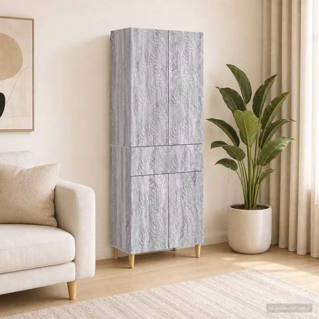 Berkfield Home 2-Piece Modern Grey MDF Cabinet Set with Internal Shelves and Drawers