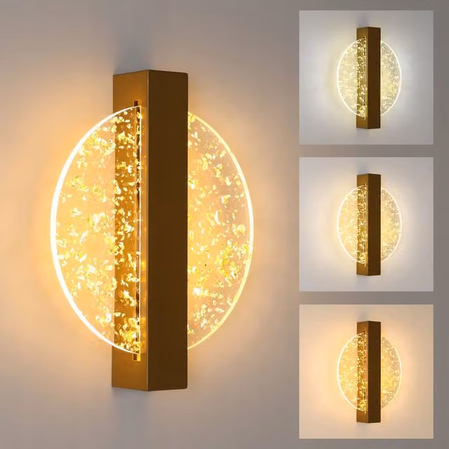 COMELY Modern 12W LED Round Indoor Wall Light in Gold/Brass