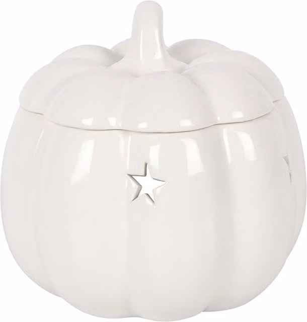 Something Different White Ceramic Pumpkin Oil Burner and Tealight Holder