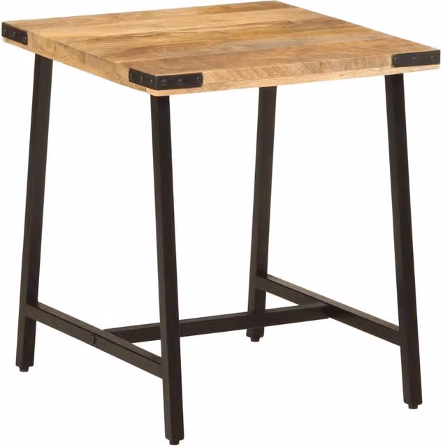 Berkfield Home Industrial Side Table in Brown Mango Wood and Iron, W/D/H: 45 x 45 x 50 cm