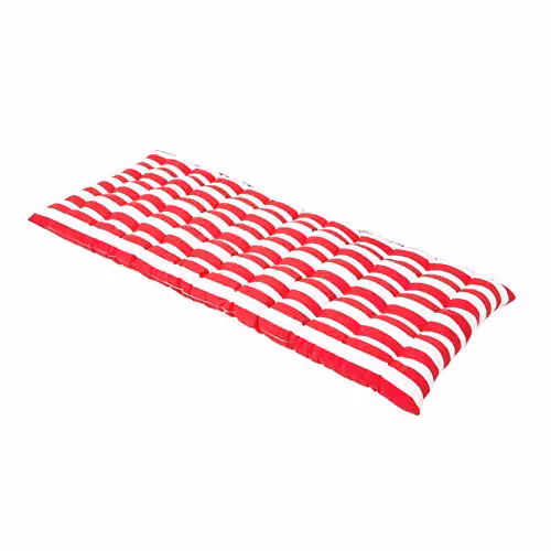 Homescapes Red and White Striped 2 Seater Garden Bench Cushion, W: 108 cm, D: 42 cm – 1