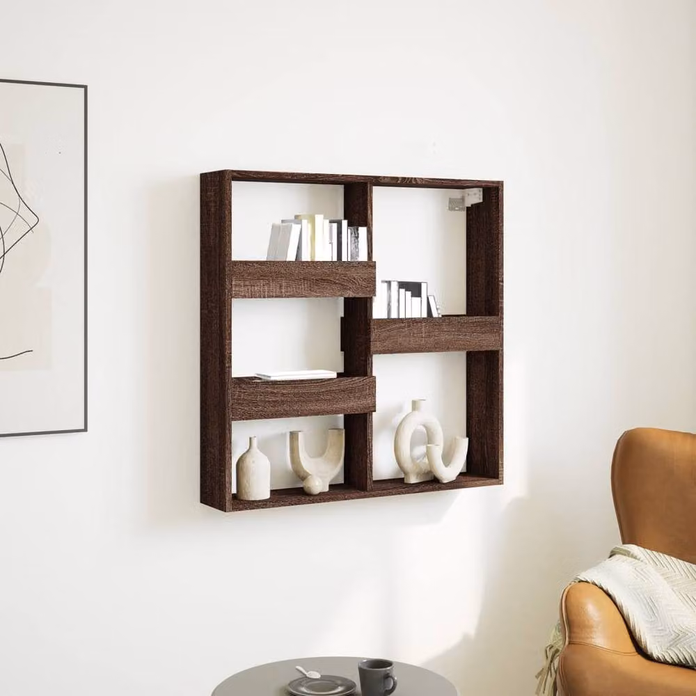 Berkfield Home Wall Cabinet in Brown Oak, W/D/H: 80 x 15 x 80 cm – 2