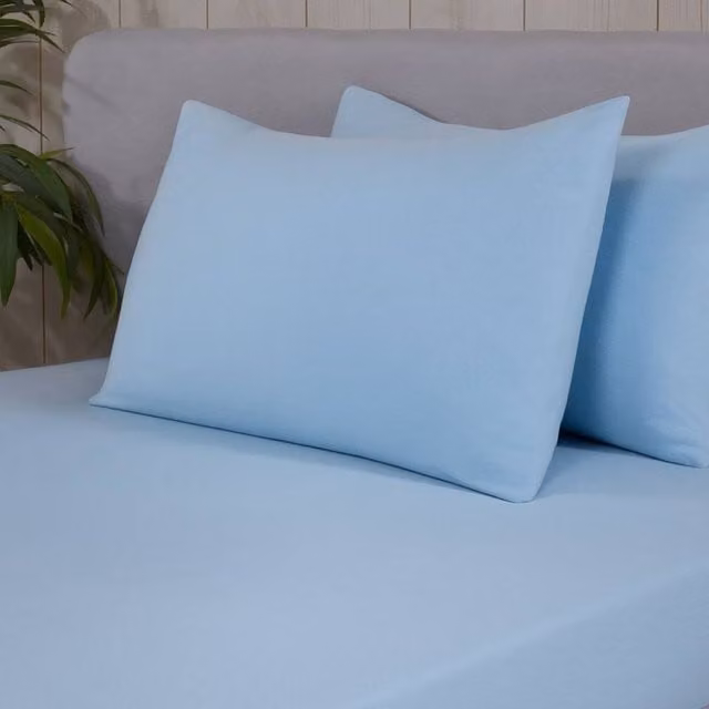 Smart Living Blue Brushed Cotton Flannelette Bed Linen Set with Standard Pillowcase and All-Round Elastic Fitted Bedsheet
