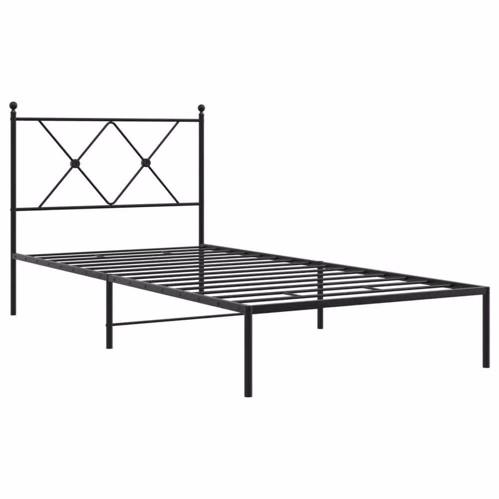 Berkfield Home Metal Bed Frame with Headboard in Black, 90 x 190 cm – 3