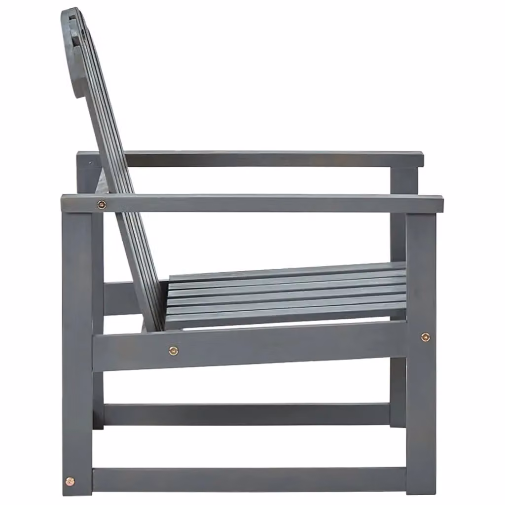 Berkfield Home Set of 2 Grey Acacia Wood Garden Sofa Chairs with Armrests – 3