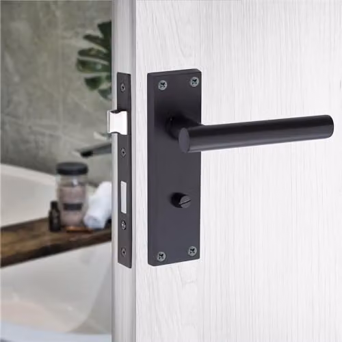 Golden Grace Victorian T-Bar Door Handle and Lock Pack in Matt Black – 3