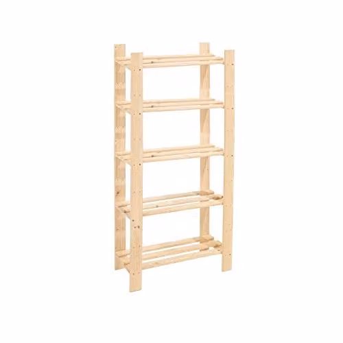Core Products 5 Shelf Narrow Slatted Storage Unit in Beige Pine Wood