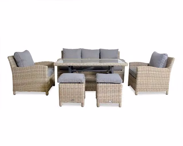 Royalcraft Classic Grey Rattan and Aluminium Metal Sofa Dining Set