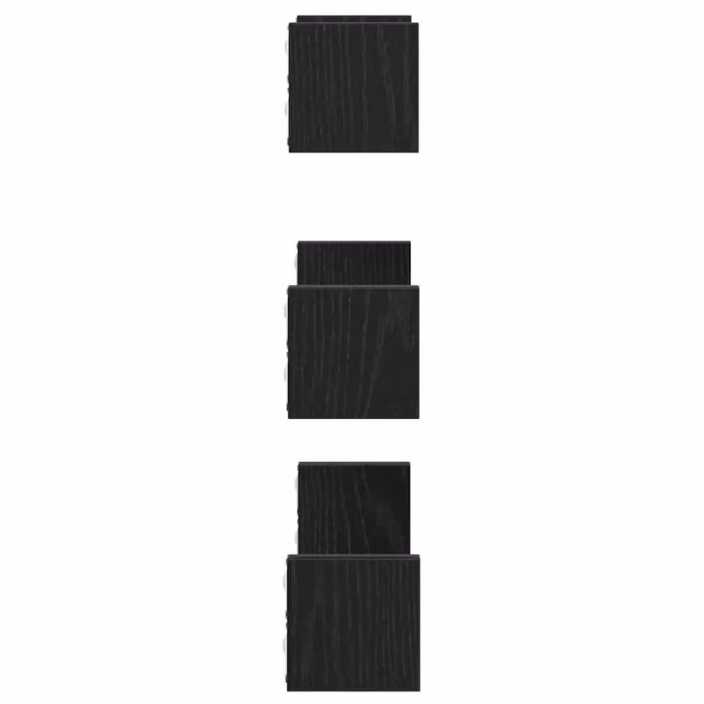 Berkfield Home Set of 3 Wall Mounted Shelves in Black Oak Engineered Wood – 4