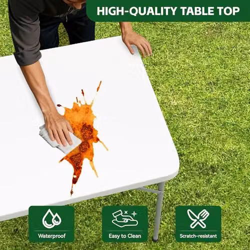MCC Direct Heavy Duty Folding Table in White, W/D/H: 121.92 x 59.5 x 73.5 cm – 6