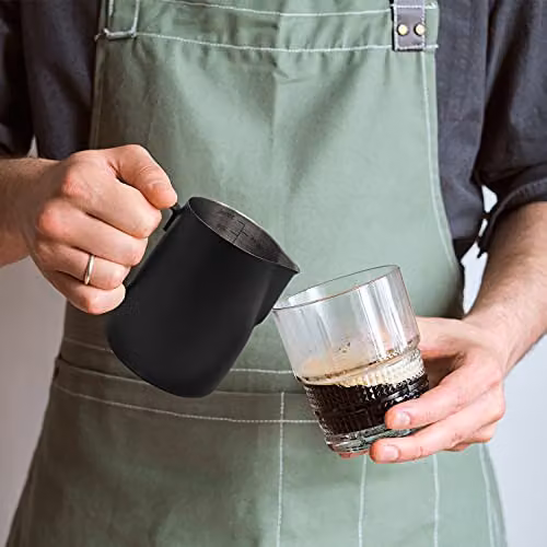 Joeji's Kitchen Stainless Steel Milk Frothing Jug with Latte Art Pen, 350ml, Black – 5