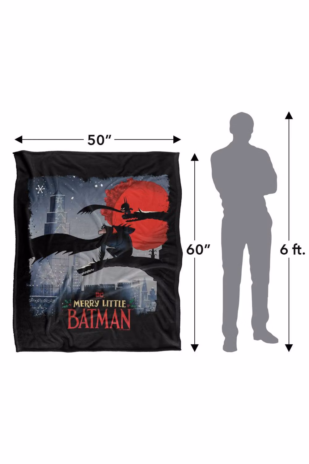 Warner Bros. Merry Little Batman Skyline Silky Touch Super Soft Fluffy Polyester Throw Blanket in Multicolour, Extra Large – 3