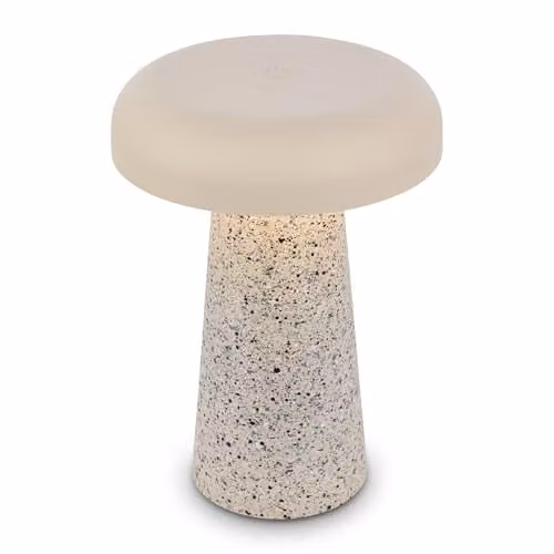 Briloner Rechargeable LED Table Lamp in Travertine Grey with Touch Dimmer and IP44 Rating, W/D/H: 12 x 12 x 17 cm