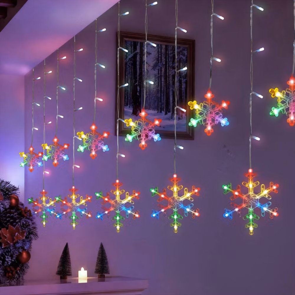 Bright Zeal Smart Snowflake Icicle Lights, 156 RGB LEDs with 12 Drops, White, 12ft – 3