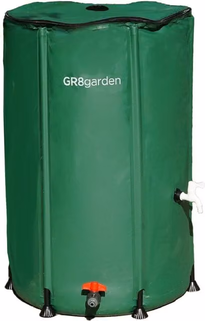 Gr8 Garden Collapsible 250 l PVC Rain Barrel with Filter and Drain Tap in Green