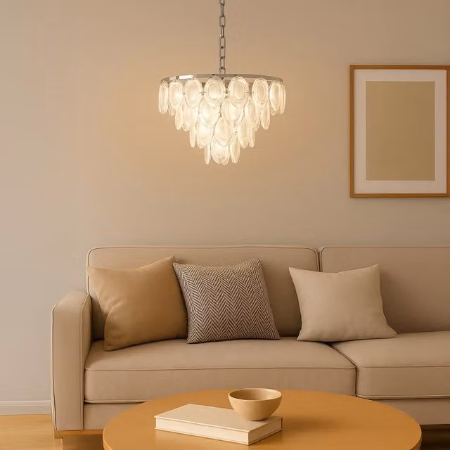 Eglo Carvario Modern Pendant Chandelier in Chrome and Transparent Glass