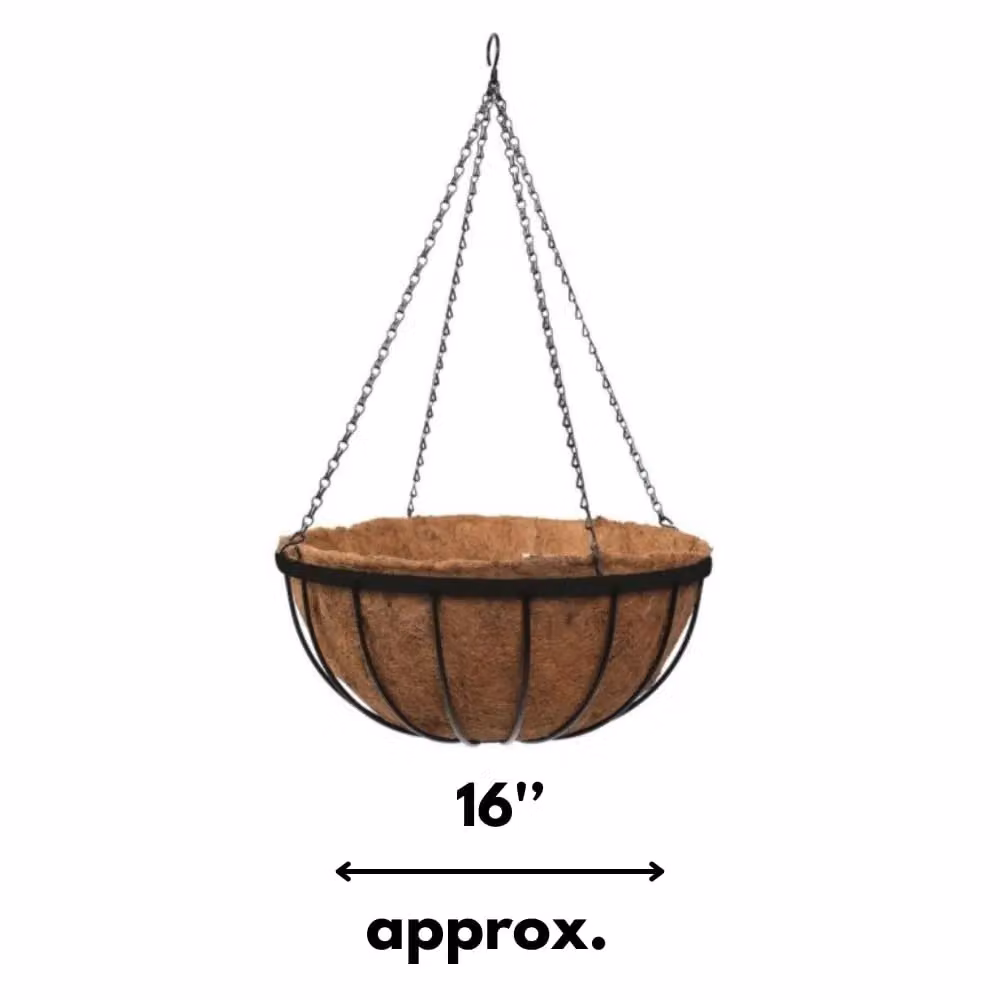 Marco Paul Brown Metal Hanging Flower Basket with Liner, Diameter: 40.64 cm – 2
