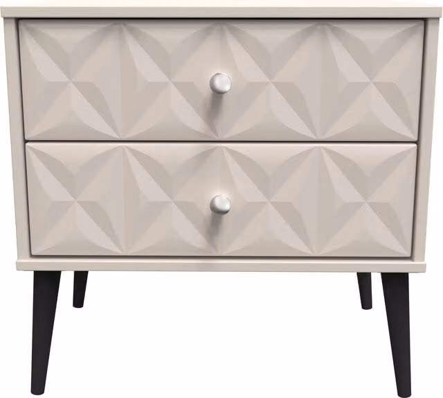 Ready Assembled 2 U Toledo 2 Drawer Side Table in Taupe and Black