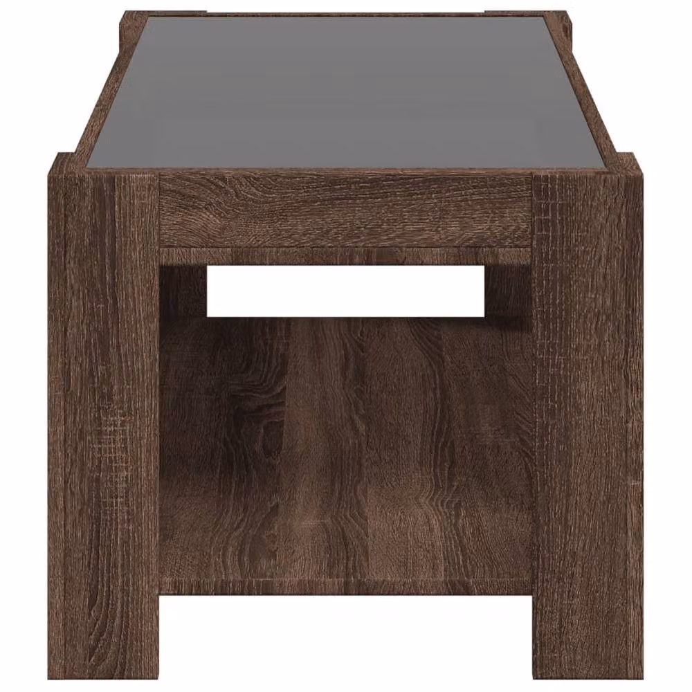 Berkfield Home Modern LED Coffee Table in Brown Oak, W/D/H: 93 x 53 x 45 cm – 3