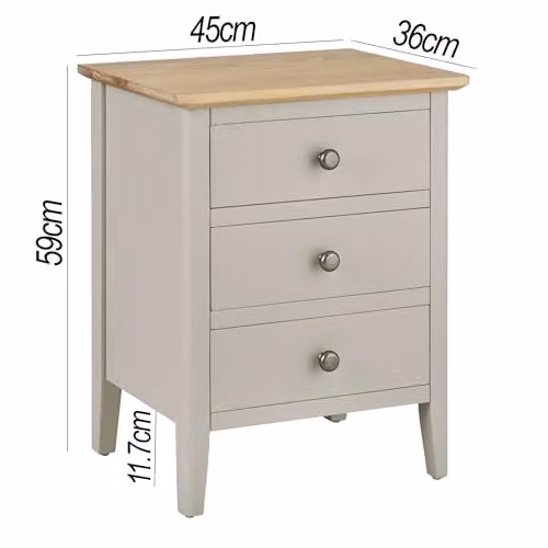 Statement Furniture Pembroke Bedside Table in Harbour Stone with Pale Oak Top and 3 Drawers, W: 45 cm, D: 36 cm, H: 59 cm – 2