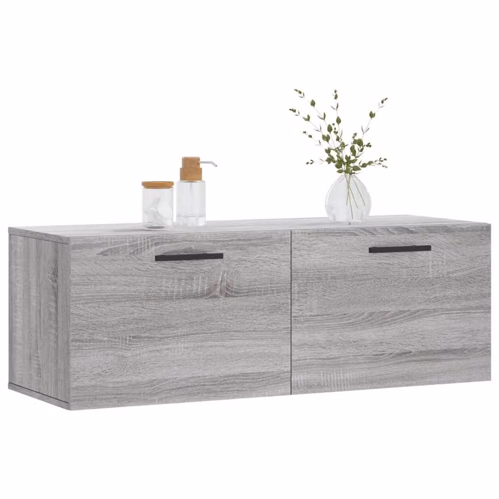 Berkfield Home Wall Mounted Cabinet in Grey Sonoma, W: 100 cm, D: 36.5 cm, H: 35 cm – 2