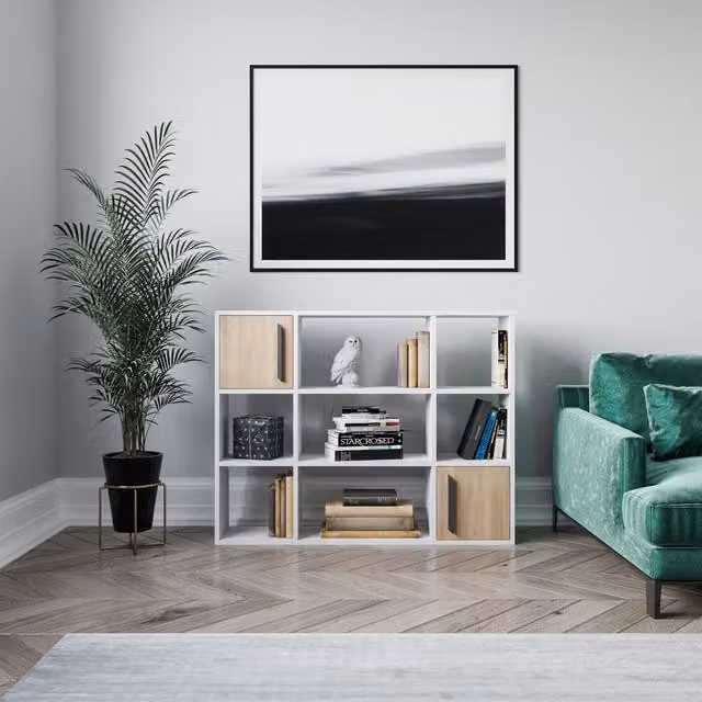 Decorotika Randall Bookcase with Cabinets in White and Orange