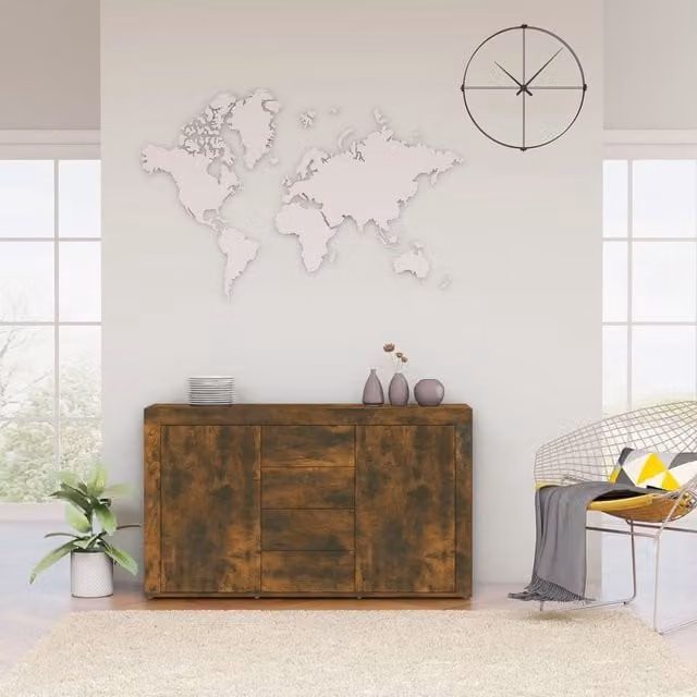 Berkfield Home Smoked Oak Sideboard in Brown, W/D/H: 120 x 36 x 69 cm – 1