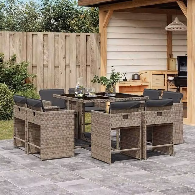 Berkfield Home Garden Dining Set in Grey and Dark Grey