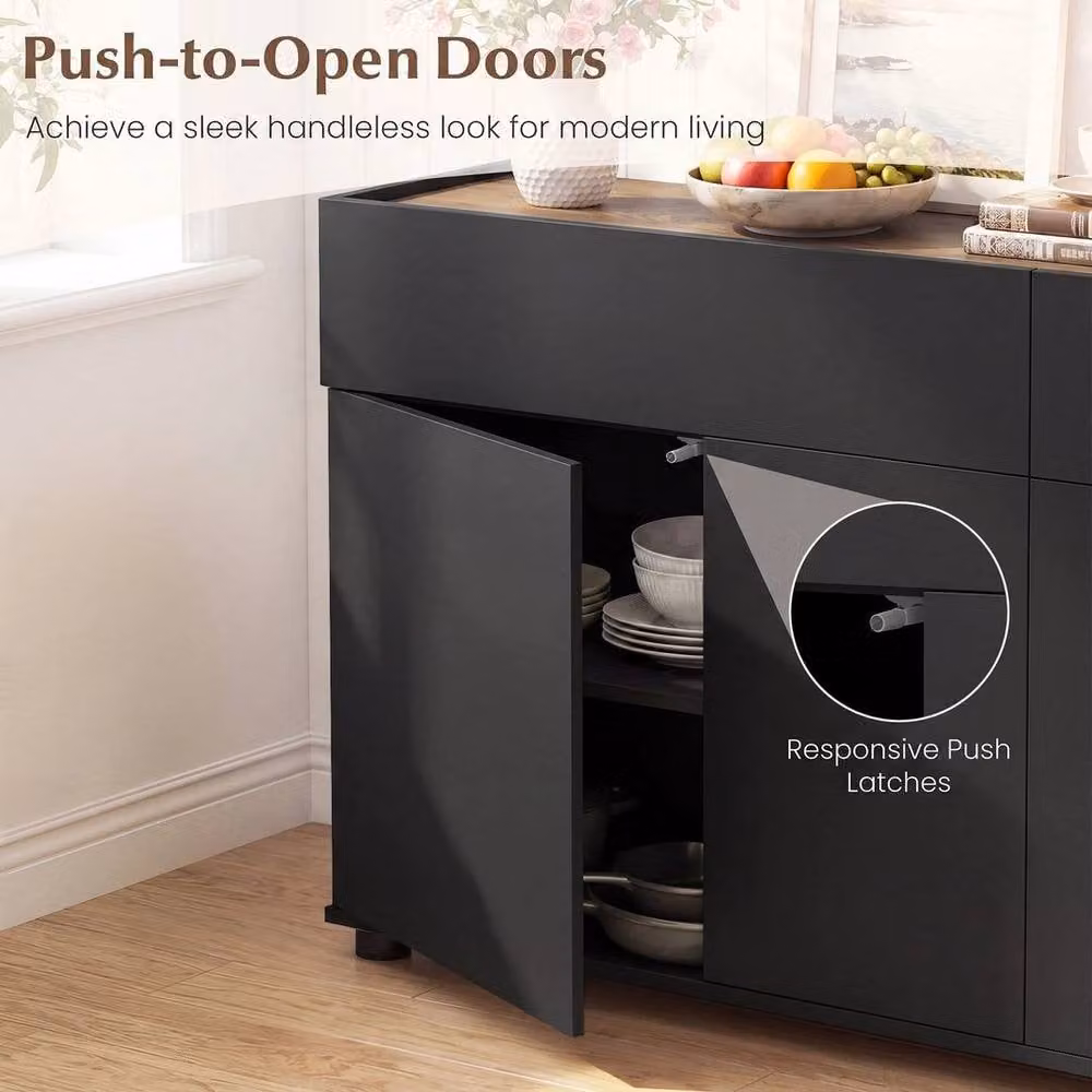 KORVIXA Black MDF TV Stand Credenza, W/D/H: 160 x 100 x 100 cm – 5