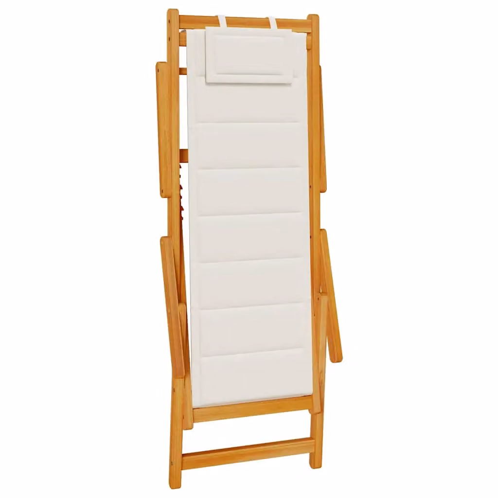 Berkfield Home Folding Beach Chair with Armrests and Adjustable Headrest in Light Grey Acacia Wood and Textilene – 2