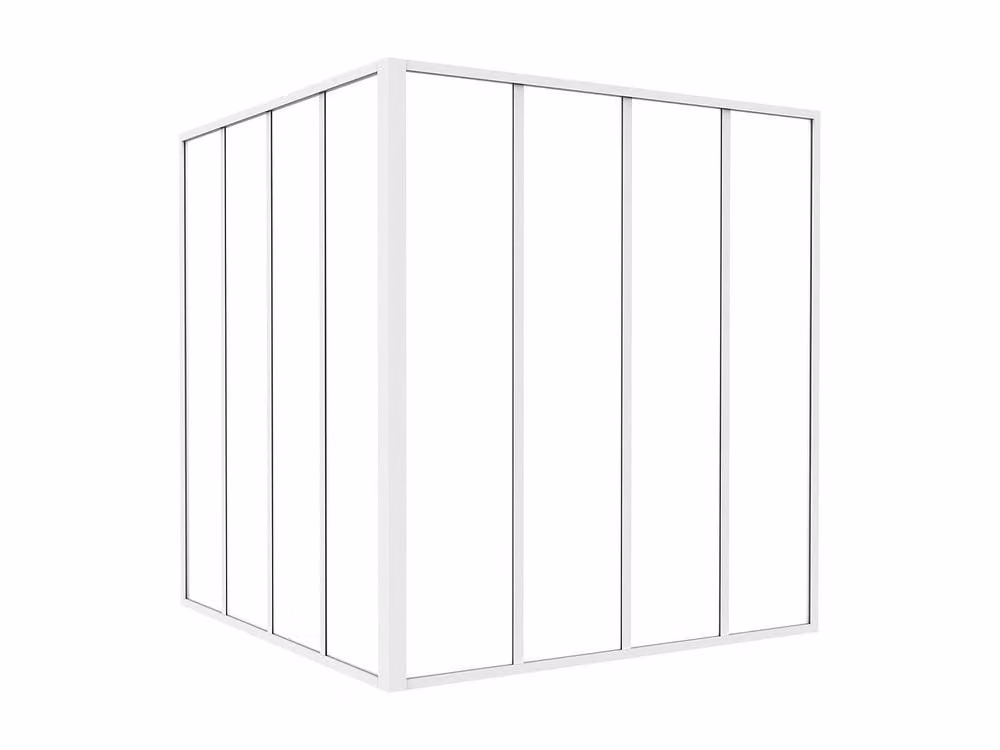 Vente-unique Corner Studio Glass Panelling in Powder-Coated Aluminium, White, W/D/H: 120 x 120 x 130 cm – 1