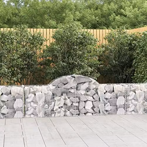 vidaXL Set of 20 Arched Gabion Baskets in Silver Galvanised Steel, W/D/H: 200 x 30 x 60/80 cm – 2