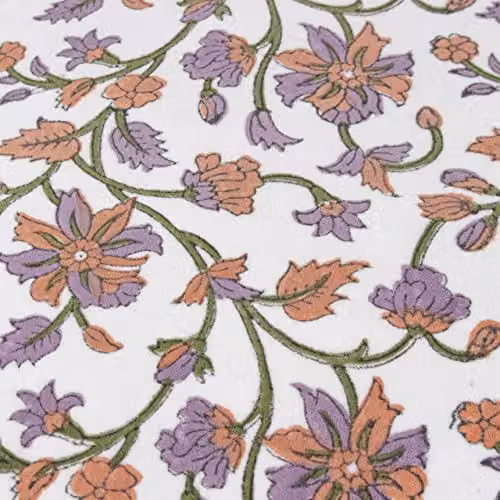 Paoletti Mentera Floral Cotton Cushion in Purple and Coral, W/D/H: 50 x 50 x 50 cm – 3