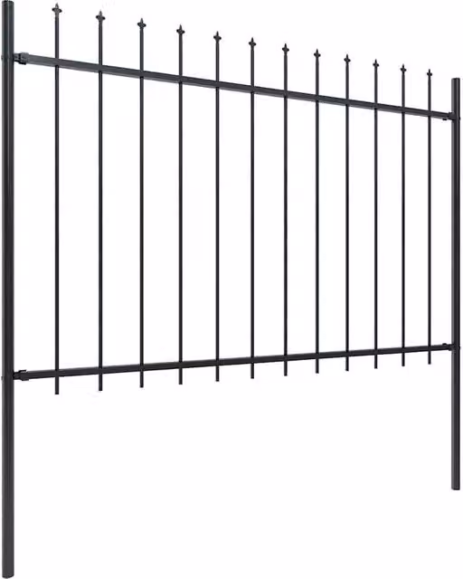 Berkfield Home Garden Spear Top Steel Fence, Black, H: 120 cm, W: 170 cm