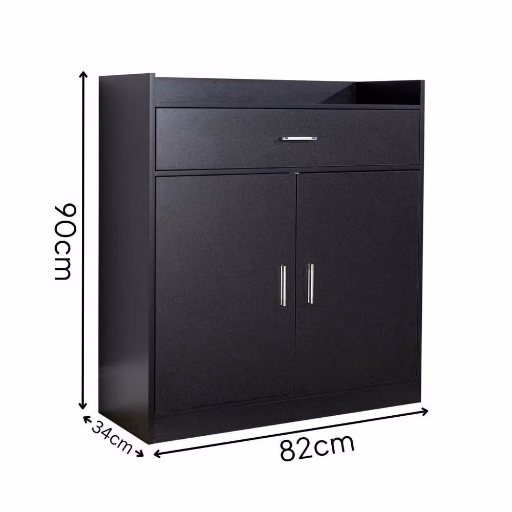 Nordara Compact 2 Door Black Shoe Cabinet Hallway Organiser W: 130 cm, D: 35 cm – 2