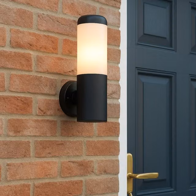 CGC Lighting Humera Modern Round Cylinder Black Outdoor Wall Light