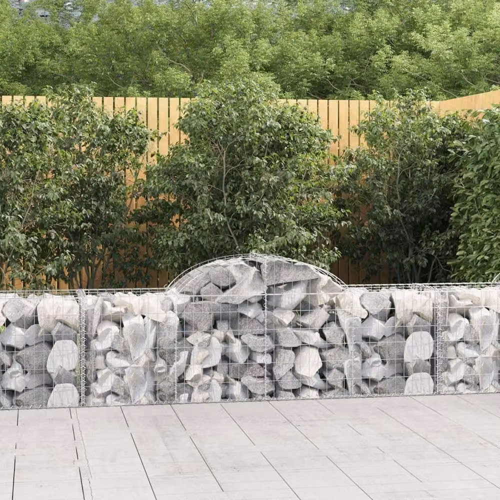 Berkfield Home Decorative Arched Gabion Baskets, 9 Piece Set, Silver Galvanised Steel, W/D/H: 200 x 50 x 60/80 cm – 2