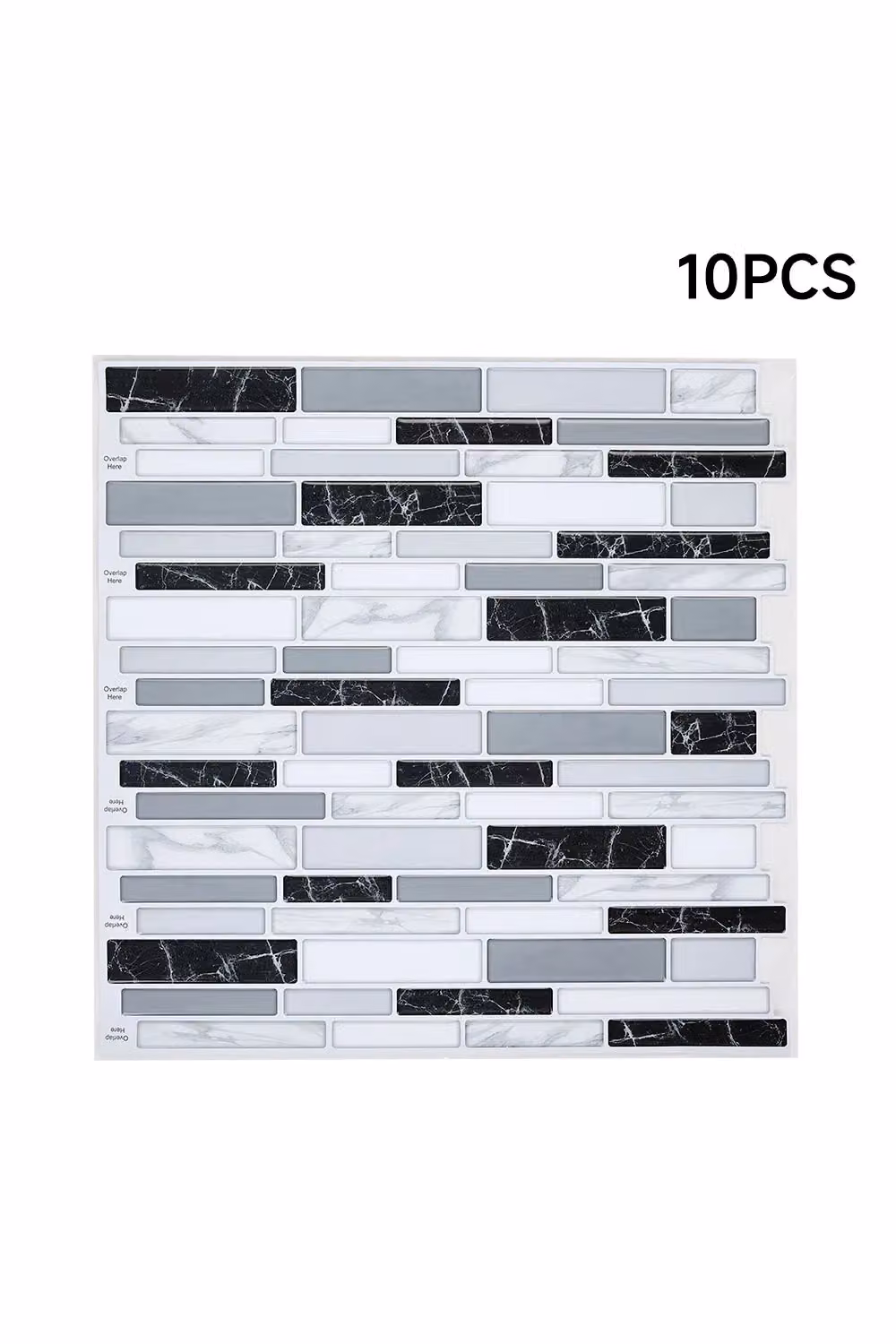 Living and Home 10-Piece Self-Adhesive Marble Pattern Wall Tile Stickers in Multicolour – 3
