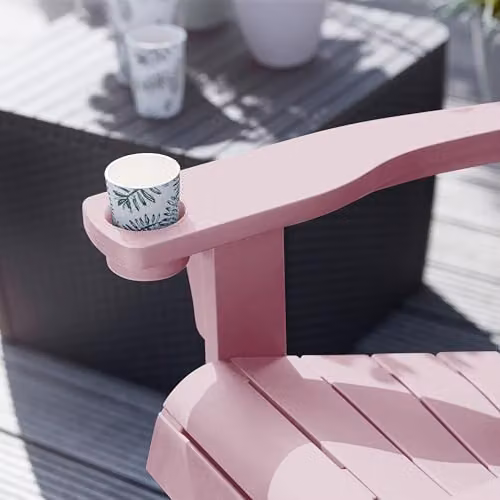 Keter Alpine Adirondack Garden Chair Set of 2 in Old Pink, Weatherproof Wood-Effect Outdoor Chairs with Armrests – 3