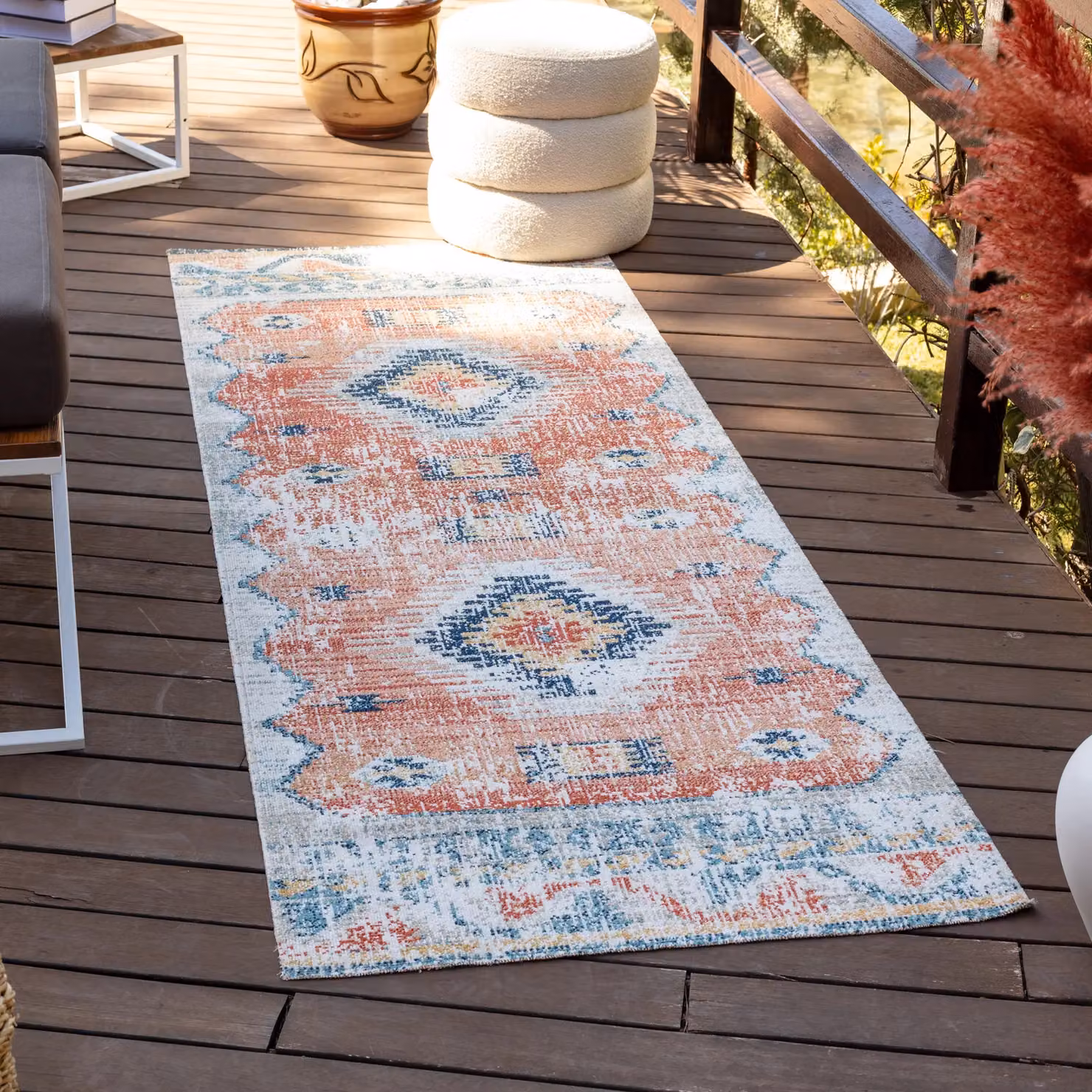 Livabliss Huntington Beach Global In- & Outdoor Rug in Burnt Orange, Blue and Beige, W: 80 cm, L: 220 cm – 4