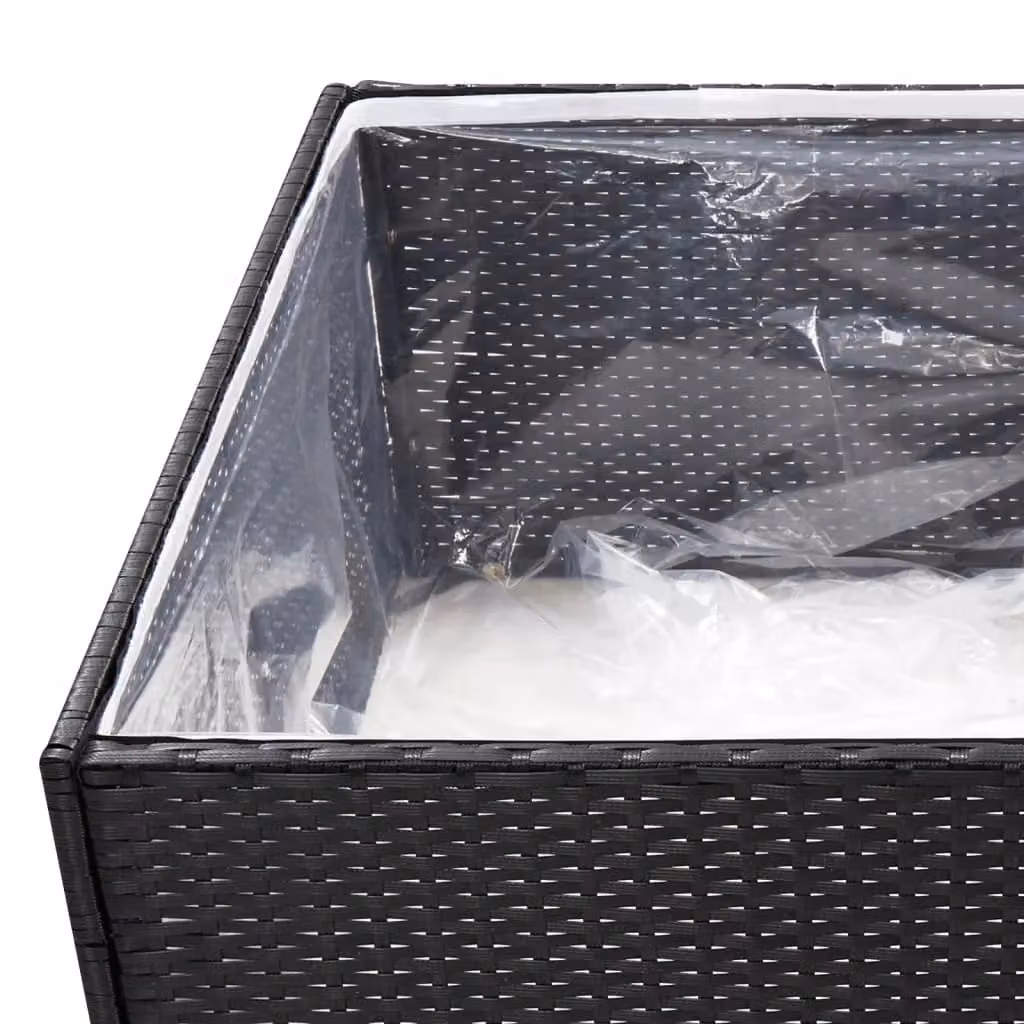 Berkfield Home Black Poly Rattan Garden Planter W/D/H: 80 x 80 x 40 cm – 3