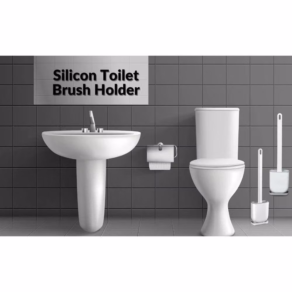 EONLION Set of 2 White Silicone Toilet Brushes with Wall Mounted Holders – 2