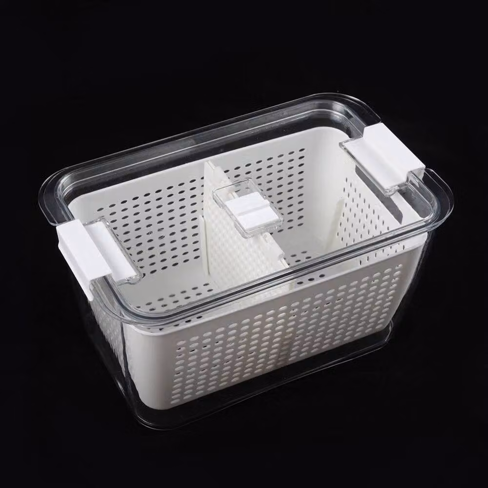 FORGEVIO White Plastic Fridge Drain Storage Basket Box, W: 19.8 cm, D: 13 cm, H: 11 cm – 3