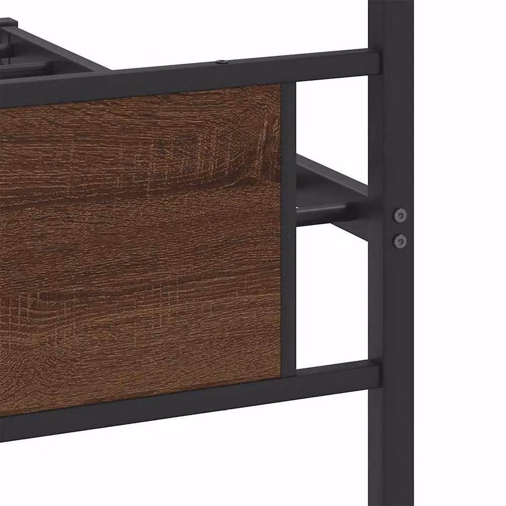 Berkfield Home Brown Oak Bed Frame in Engineered Wood, W/D/H: 100 x 200 cm – 6