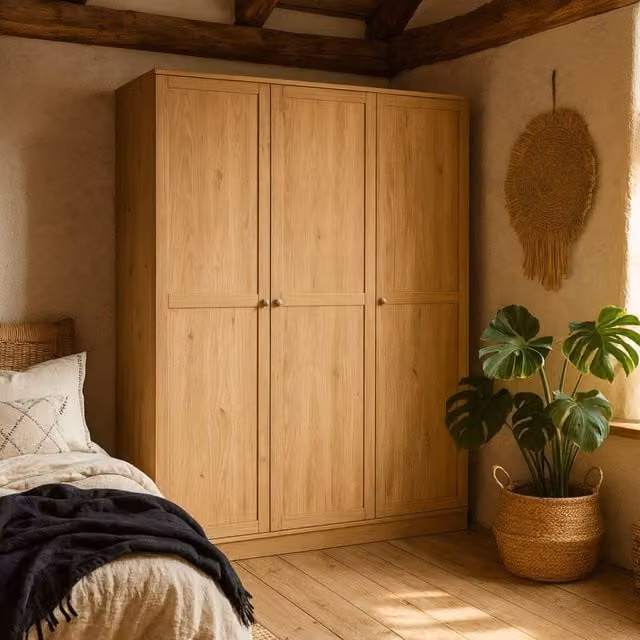 Wyld Haus Cherryfern 3 Door Wardrobe in Natural Oak, Brown – 1