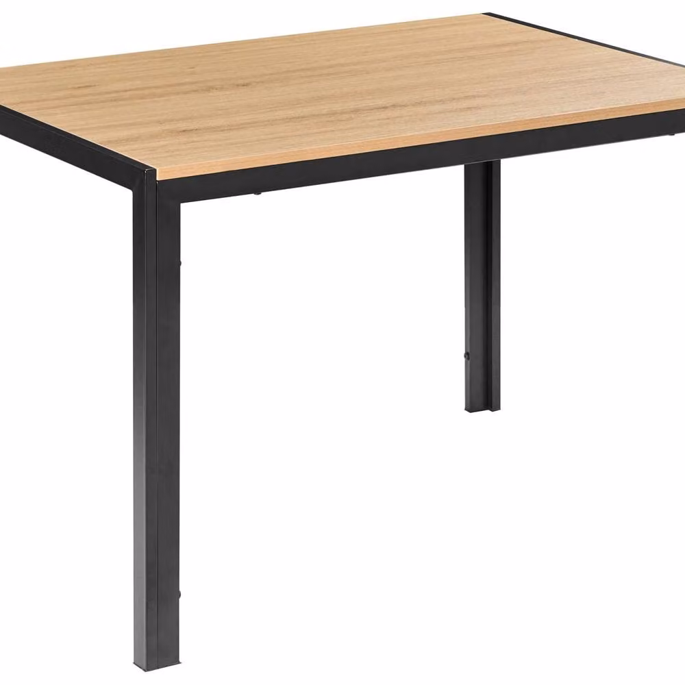 Wyld and Coco Industrial Rectangular Dining Table with Brown MDF Laminate Top and Metal Base, W: 120 cm, D: 80 cm – 2