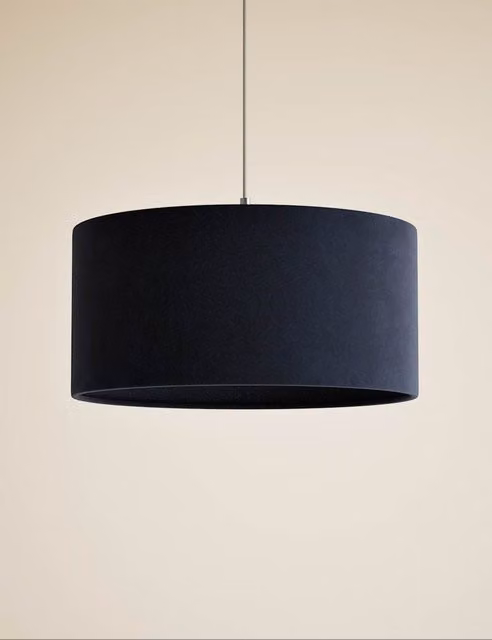 M&S Modern Navy Blue Velvet Cylinder Ceiling Lamp Shade
